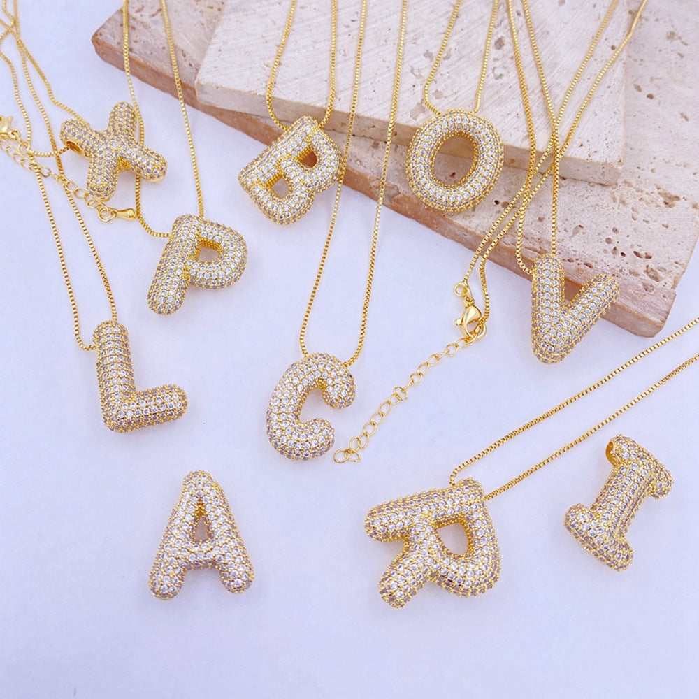 Crystal Bubble Initial Necklace