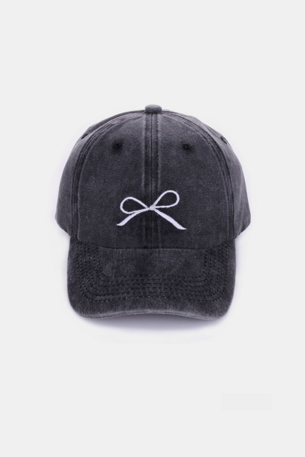 Bow Embroidered Cotton Caps- 9 Colors