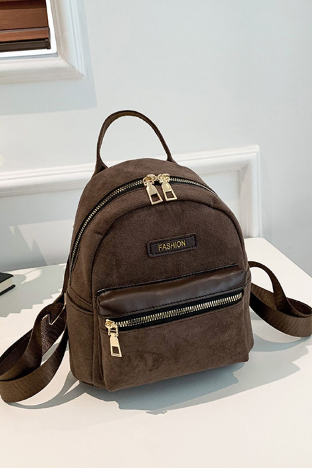 Suede Adjustable Strap Backpack Bag