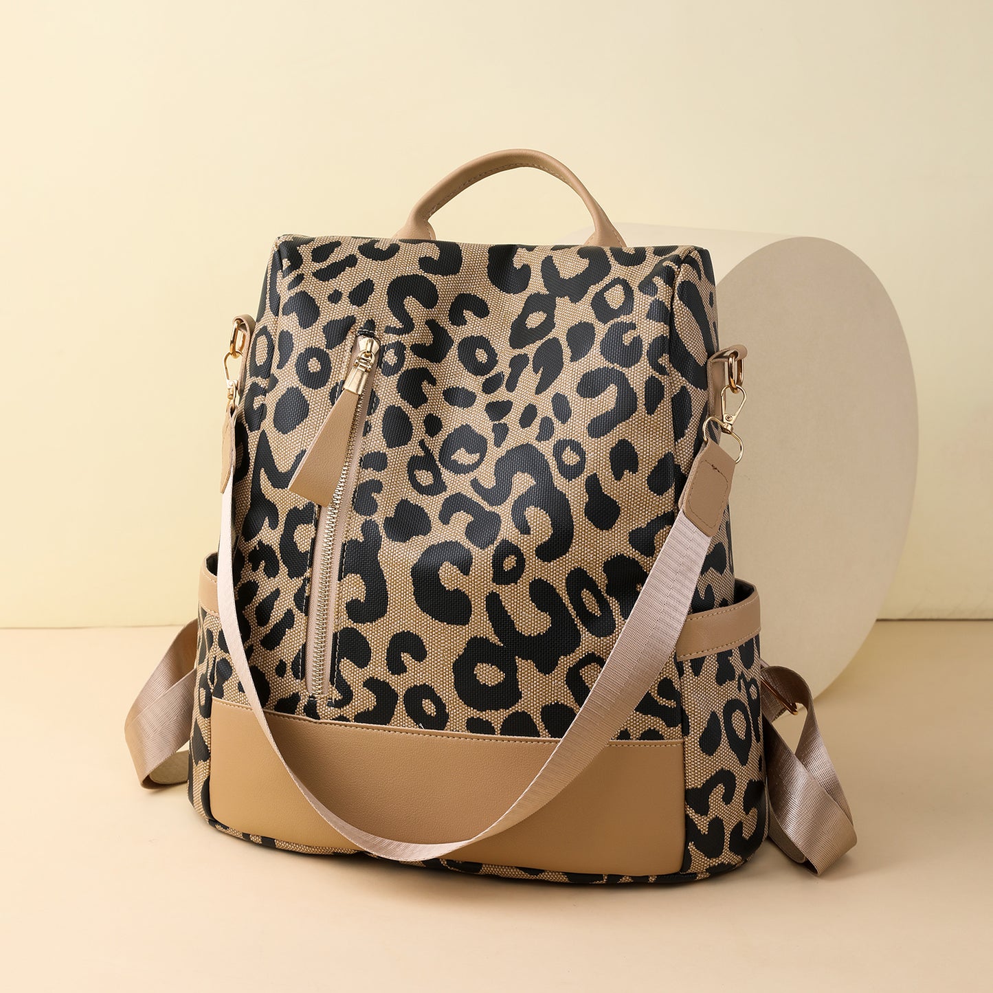 Leopard Faux Leather Backpack Bag