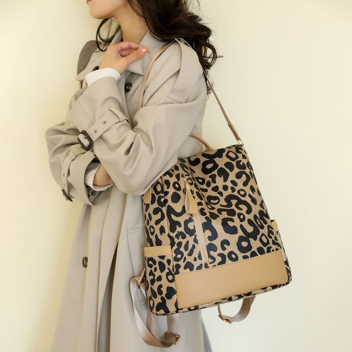 Leopard Faux Leather Backpack Bag