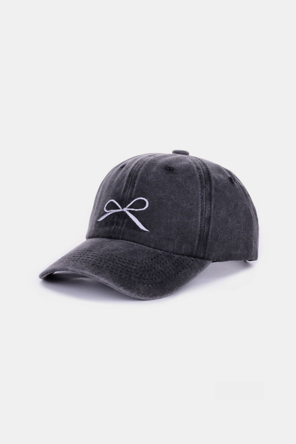 Bow Embroidered Cotton Caps- 9 Colors