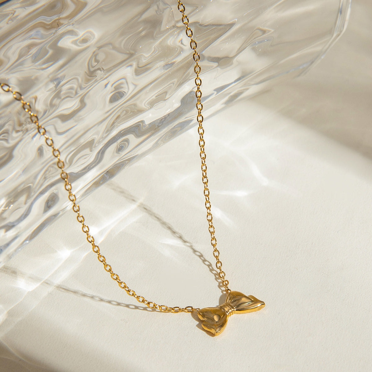 18K Gold-Plated Stainless Steel Bow Necklace