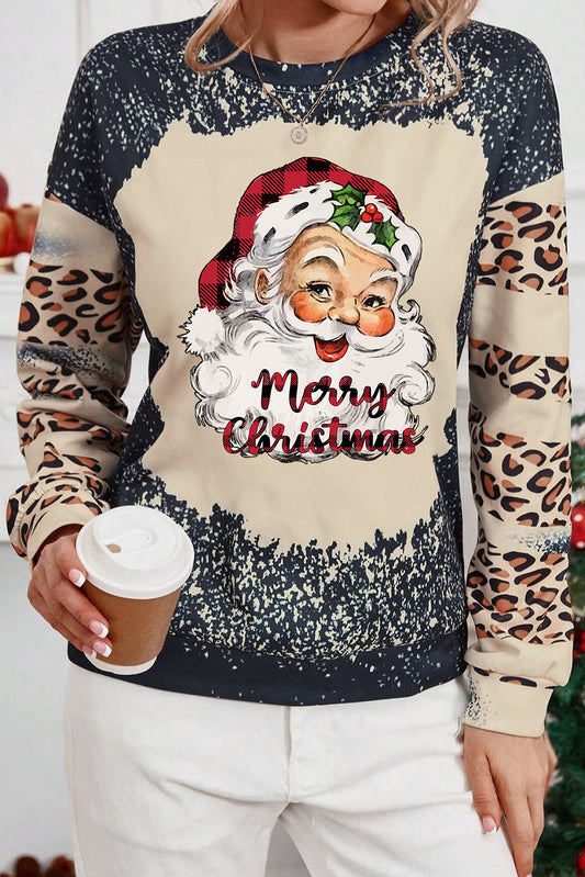 Santa Leopard Dropped Shoulder Sweatshirt