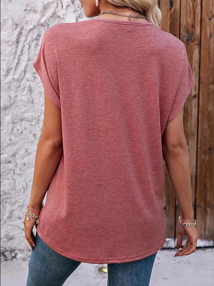 Heathered V-Neck Short Sleeve T-Shirt- 4 Colors