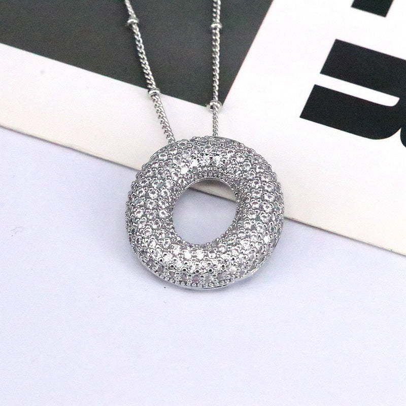 Crystal Bubble Initial Necklace-Silver