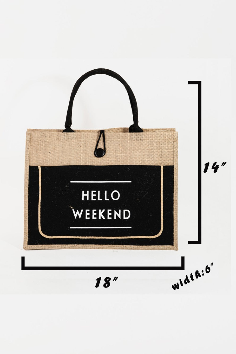 Hello Weekend Burlap Tote Bag- 3 Colors