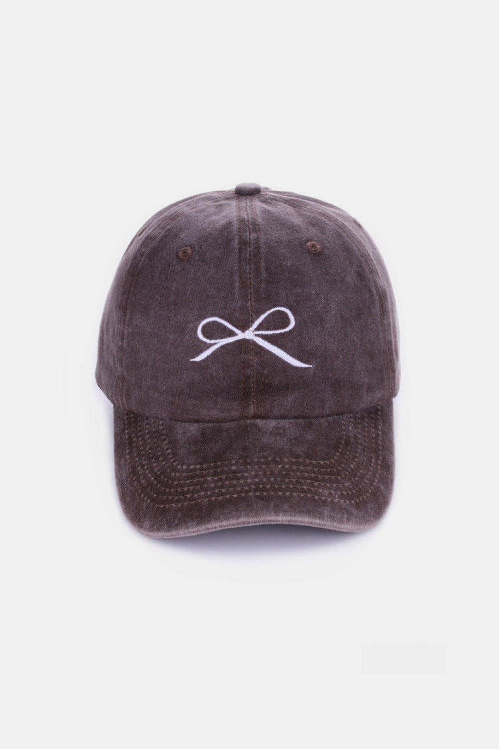 Bow Embroidered Cotton Caps- 9 Colors