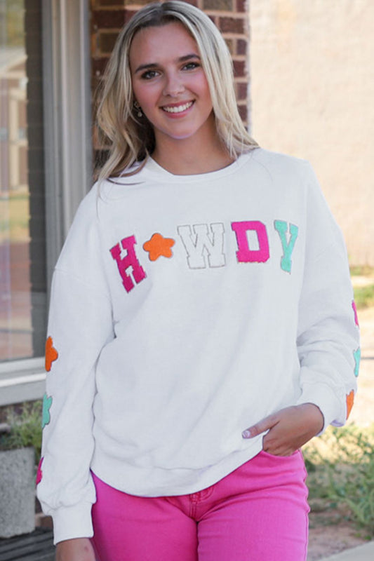HOWDY Patch Sweatshirt- White