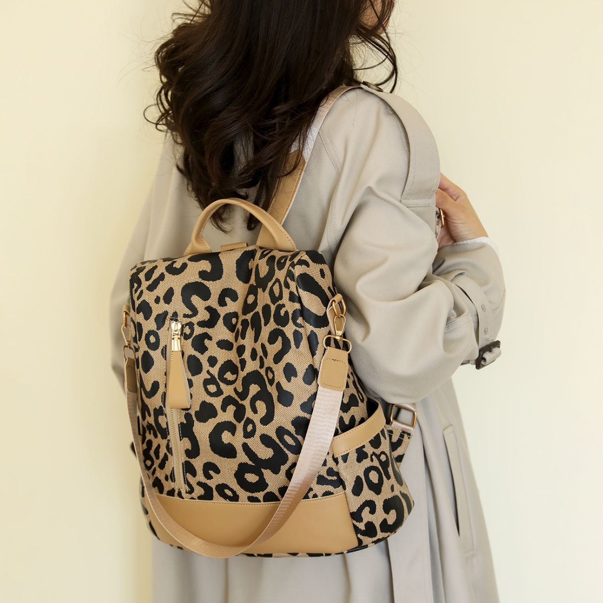 Leopard Faux Leather Backpack Bag