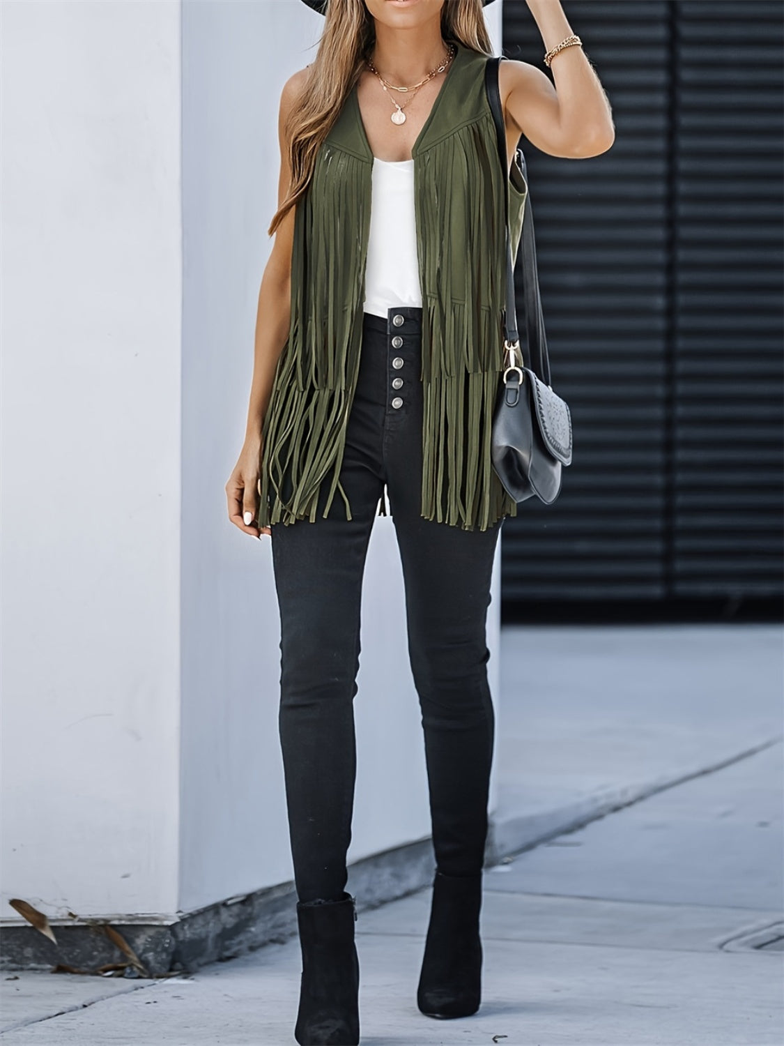 Fringe Open Front Vest Coat- 6 Colors