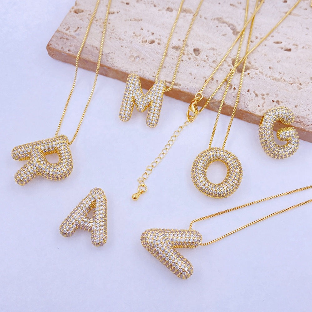 Crystal Bubble Initial Necklace