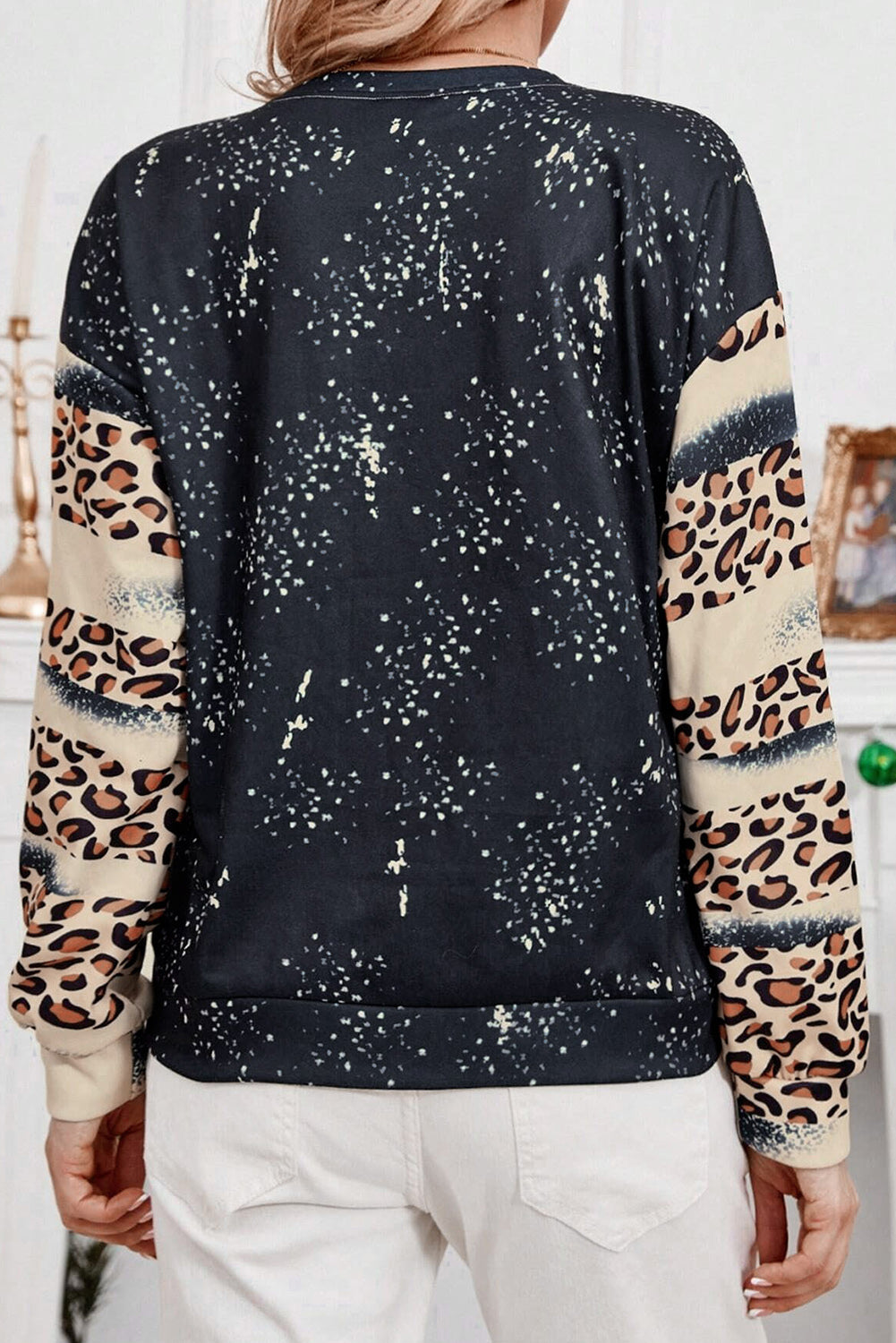 Santa Leopard Dropped Shoulder Sweatshirt