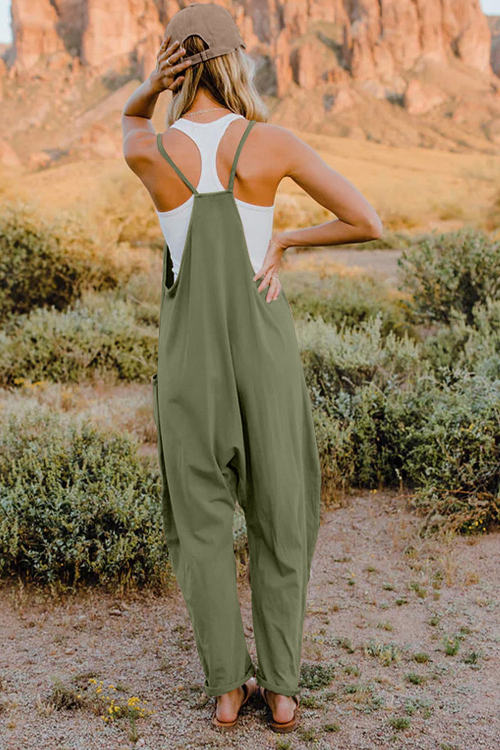 V-Neck Sleeveless Jumpsuit with Pockets- 6 Colors