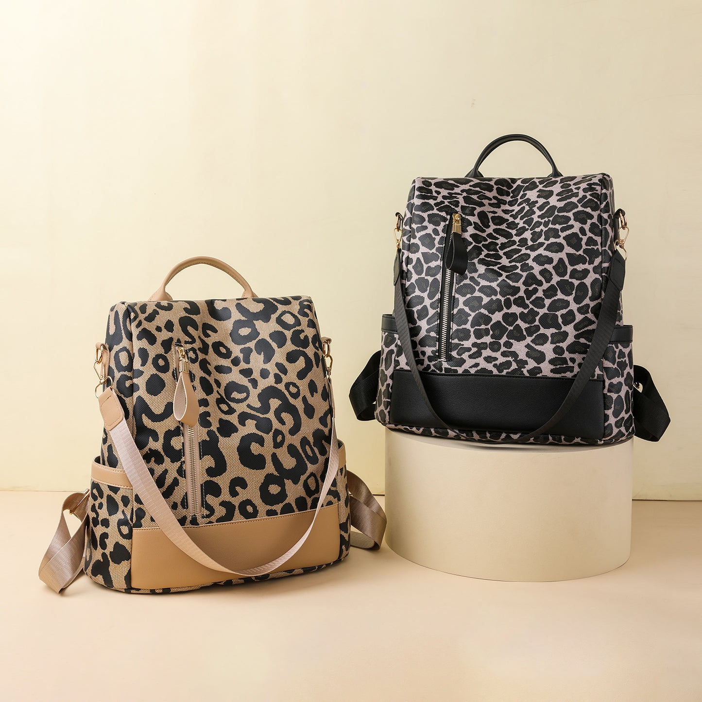 Leopard Faux Leather Backpack Bag