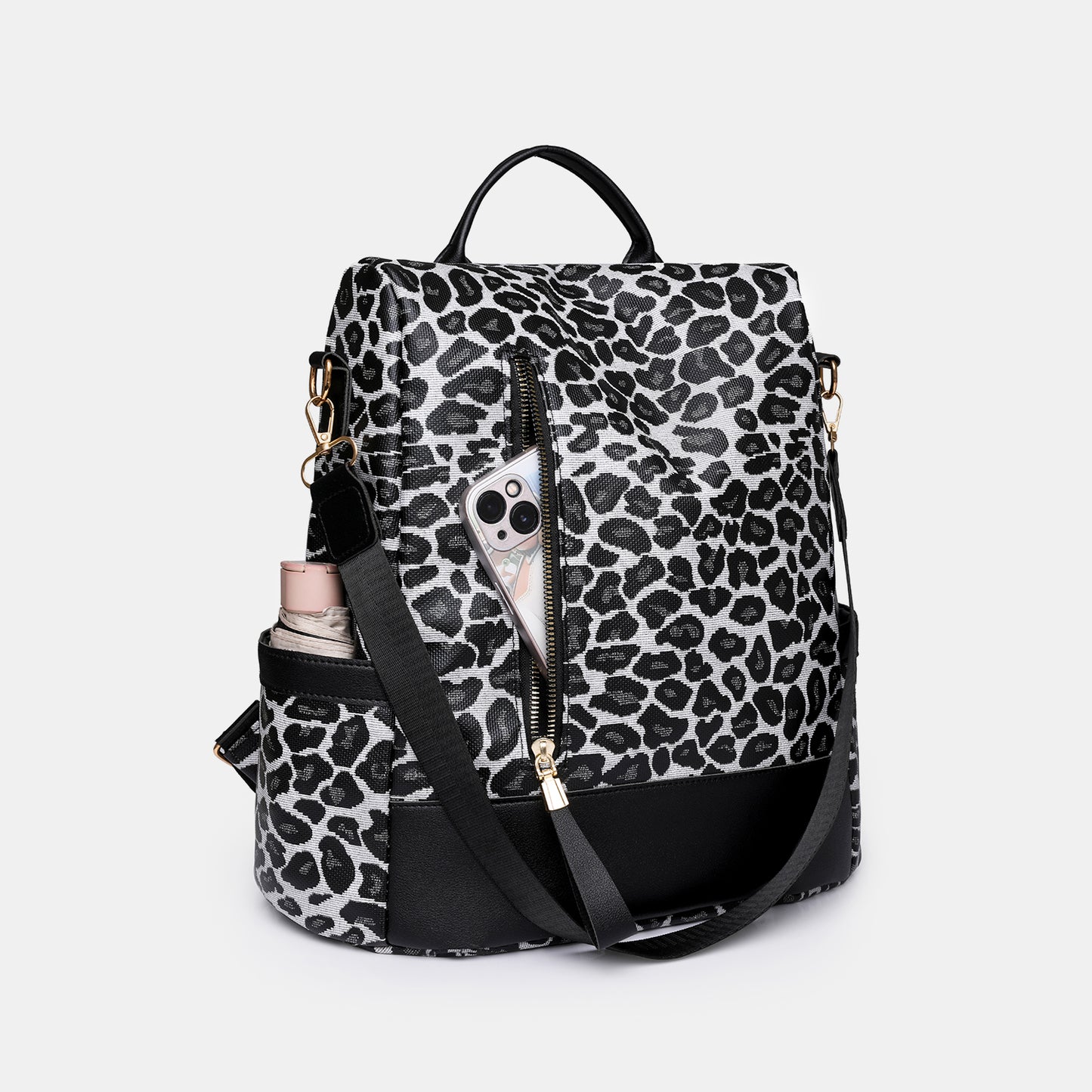 Leopard Faux Leather Backpack Bag