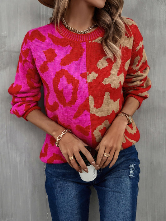 Leopard 2 Tone Sweater- 3 Colors